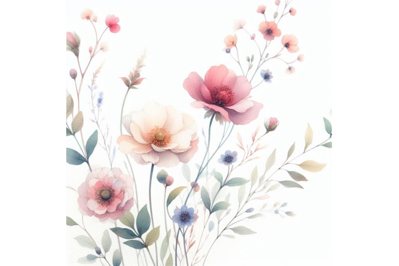 bundle-of-watercolor-illustration-flowers-in-simple-background