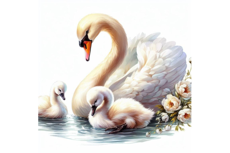 bundle-of-beautiful-image-with-nice-watercolor-hand-drawn-swans