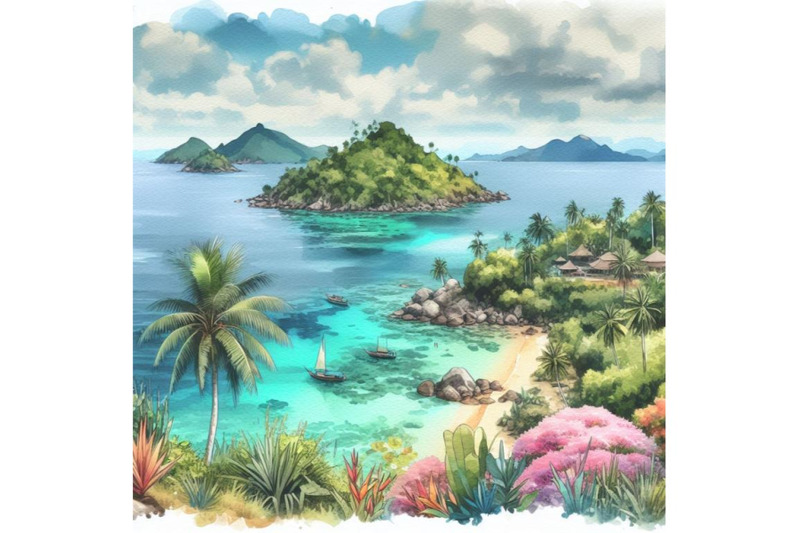 bundle-of-a-vector-drawing-represents-tropical-island-design