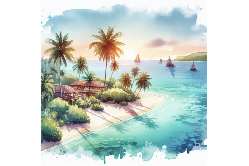 bundle-of-a-vector-drawing-represents-tropical-island-design