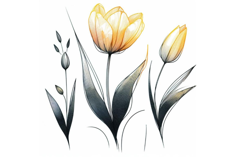 a-bundle-of-tulip-contour-drawing-minimal-flower