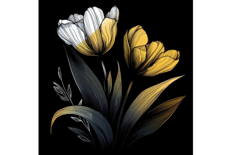 a-bundle-of-tulip-contour-drawing-minimal-flower