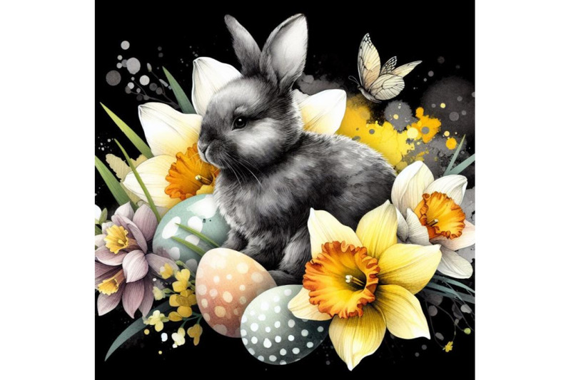 a-bundle-of-abstract-bunny-eggs-blooming-narcissus-flower