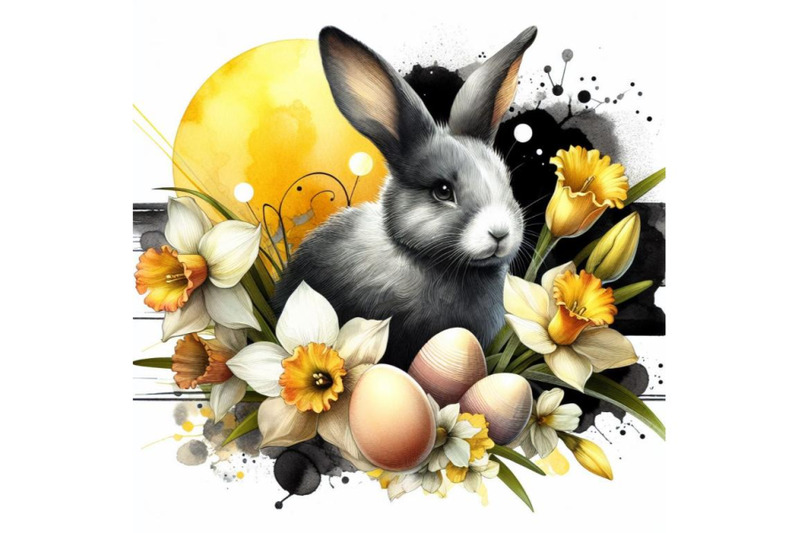 a-bundle-of-abstract-bunny-eggs-blooming-narcissus-flower