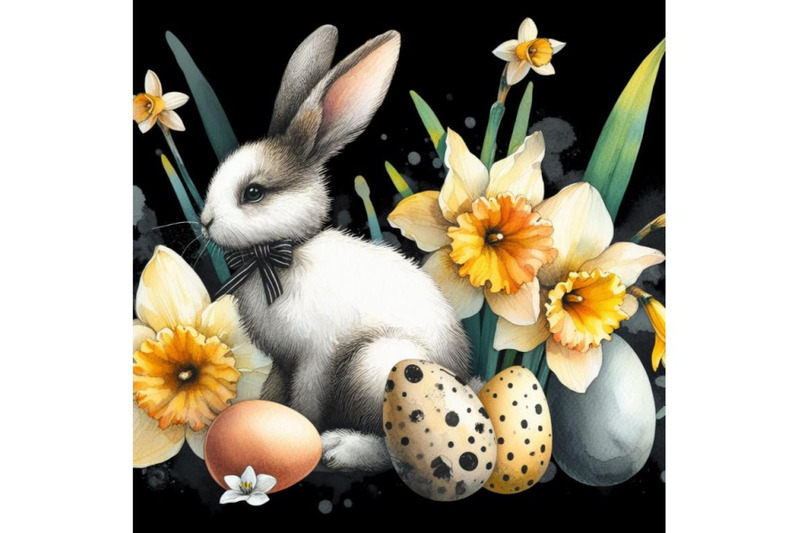 a-bundle-of-abstract-bunny-eggs-blooming-narcissus-flower