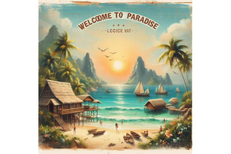 bundle-of-welcome-to-paradise-exotic-places-vintage-flyer-concept