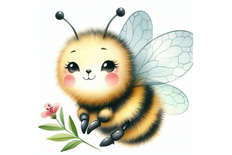 bundle-of-a-cute-bee-isolated-on-white-background