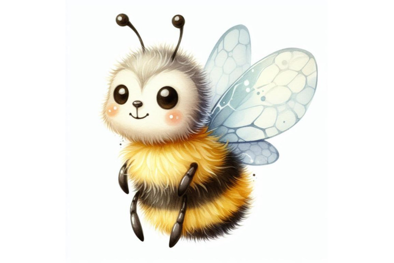 bundle-of-a-cute-bee-isolated-on-white-background