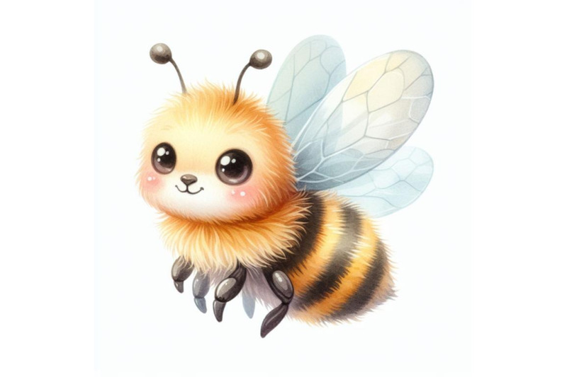 bundle-of-a-cute-bee-isolated-on-white-background