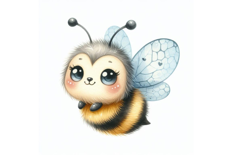 bundle-of-a-cute-bee-isolated-on-white-background