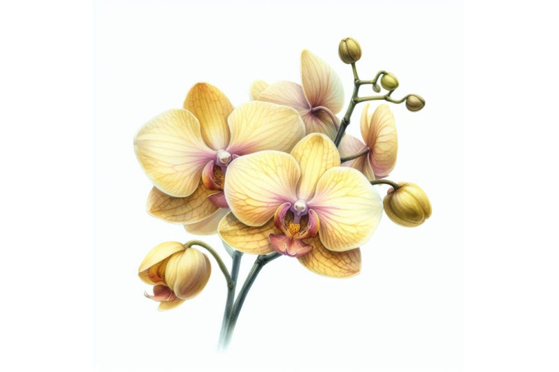 bundle-of-yellow-orchid-isolated-on-white-painted-in-watercolor