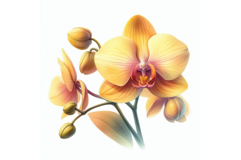 bundle-of-yellow-orchid-isolated-on-white-painted-in-watercolor