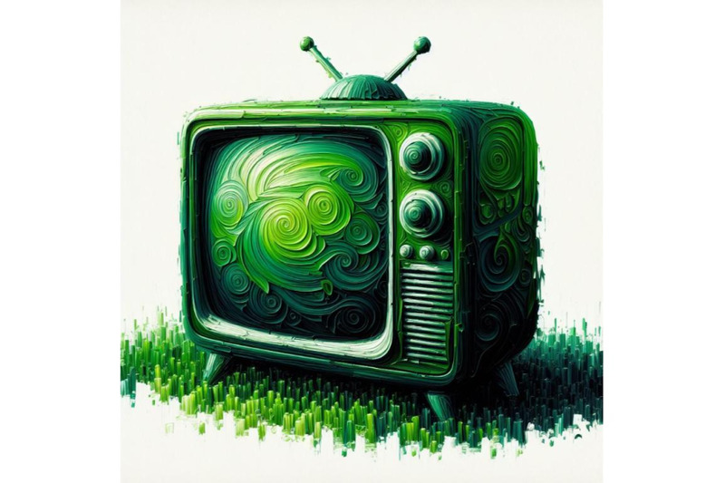 bundle-of-green-sihouette-of-retro-tv-on-white