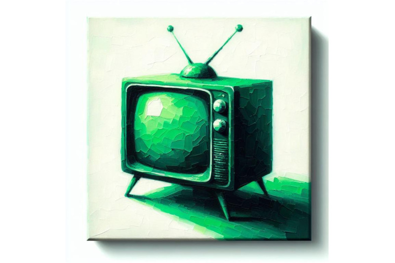 bundle-of-green-sihouette-of-retro-tv-on-white