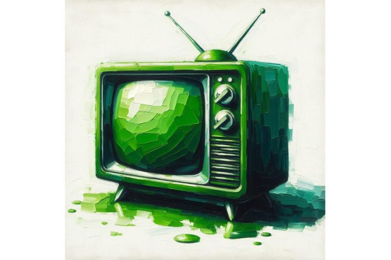 bundle-of-green-sihouette-of-retro-tv-on-white