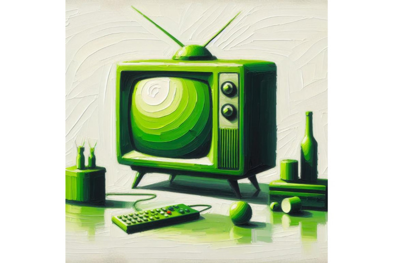 bundle-of-green-sihouette-of-retro-tv-on-white