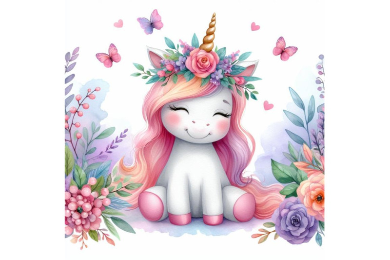 bundle-of-watercolor-cute-unicorn