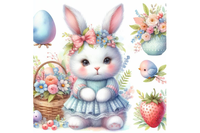 bundle-of-cute-watercolor-rabbit