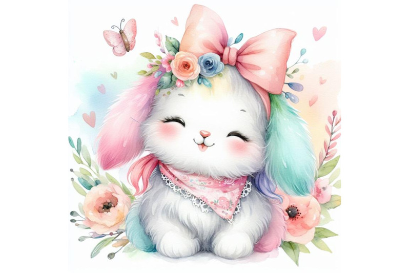 bundle-of-cute-watercolor-rabbit