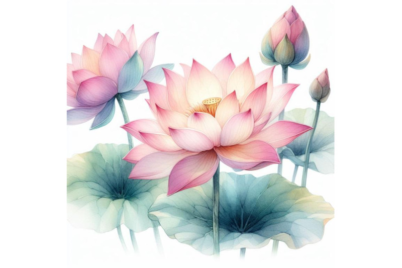 bundle-of-watercolor-beautiful-lotus