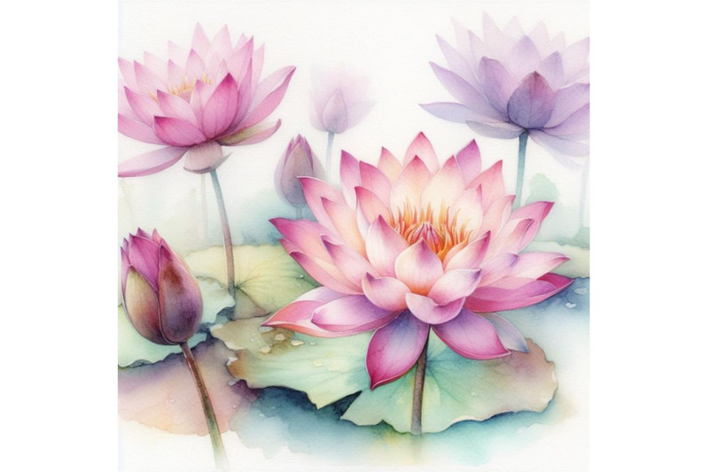 bundle-of-watercolor-beautiful-lotus