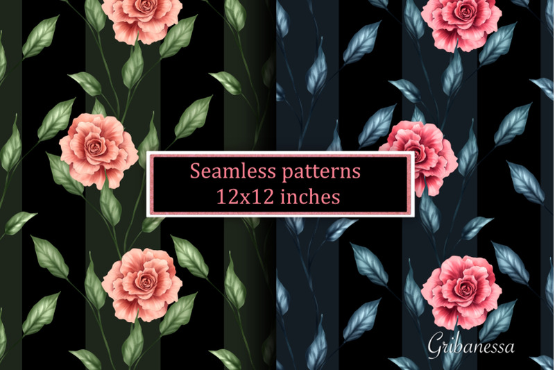 floral-patterns-with-roses-on-black-dark-digital-paper