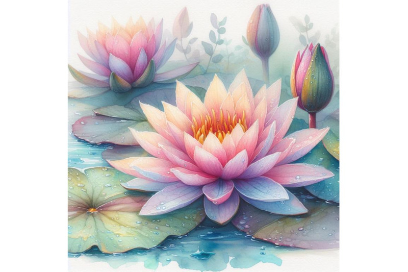 bundle-of-watercolor-beautiful-water-lily