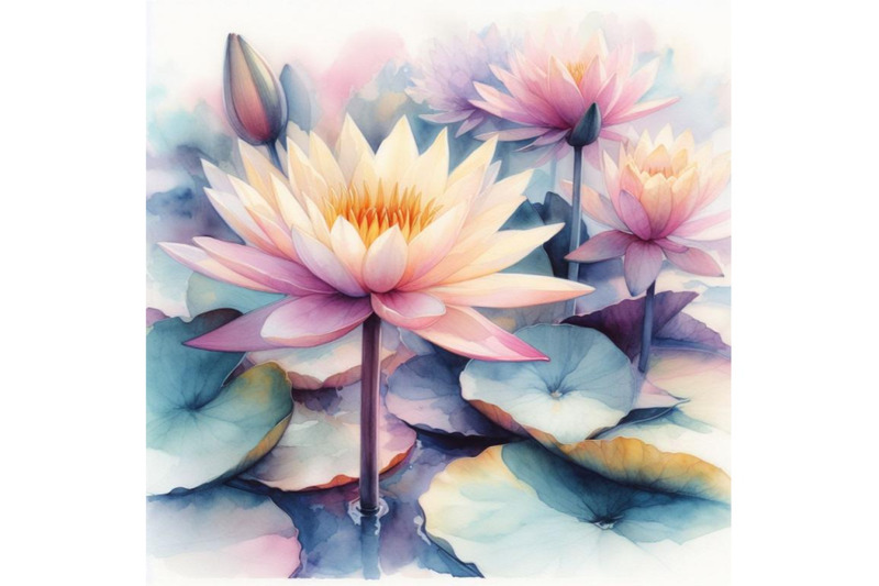 bundle-of-watercolor-beautiful-water-lily