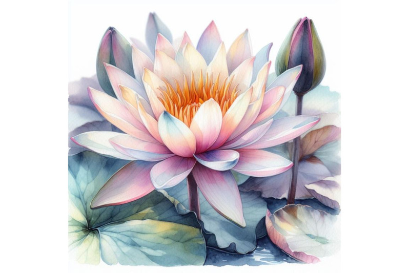 bundle-of-watercolor-beautiful-water-lily