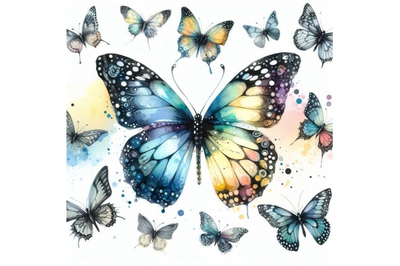 a-bundle-of-butterfly-design-over-white-background