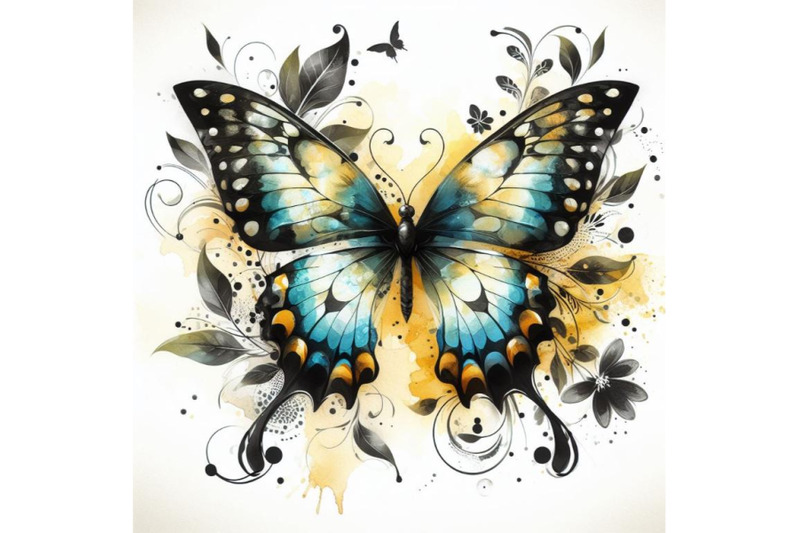 a-bundle-of-butterfly-design-over-white-background