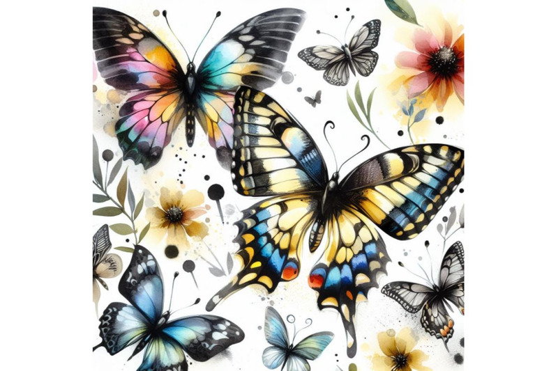 a-bundle-of-butterfly-design-over-white-background