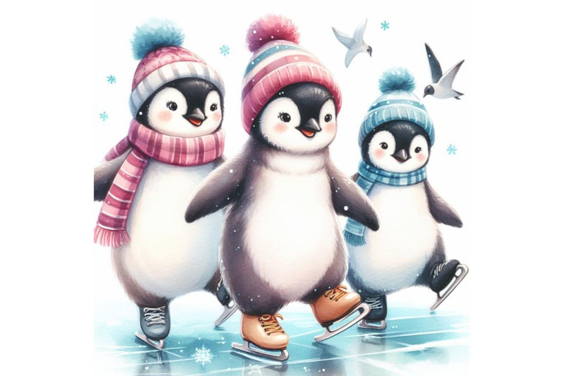 bundle-of-penguins-ice-skating