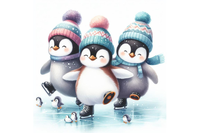 bundle-of-penguins-ice-skating