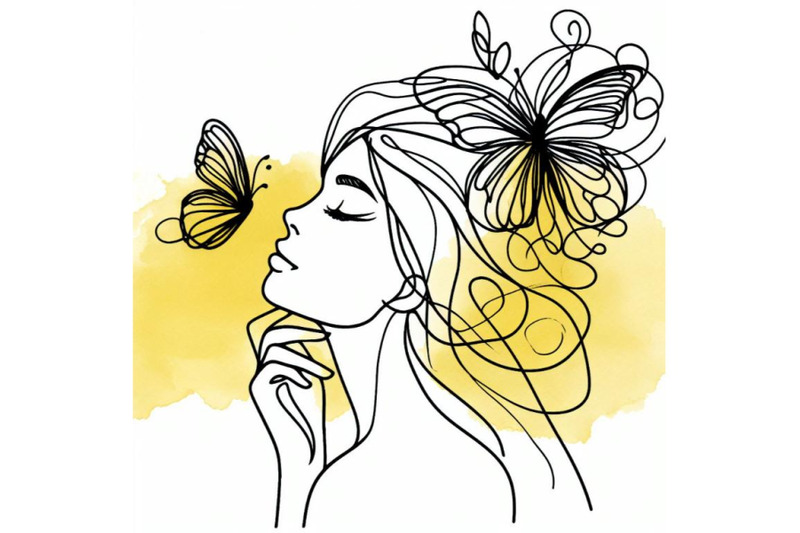 a-bundle-of-one-single-line-drawing-woman-with-butterfly-line-art-vect