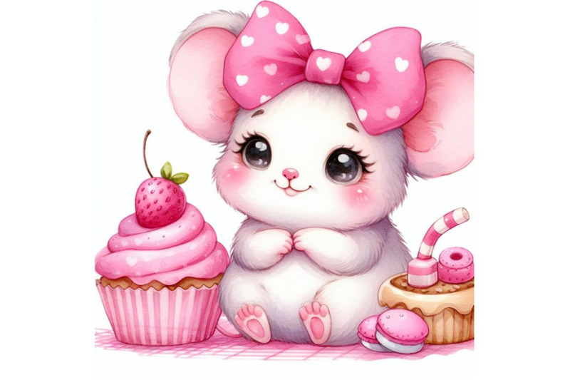 bundle-of-cartoon-pink-little-mouse