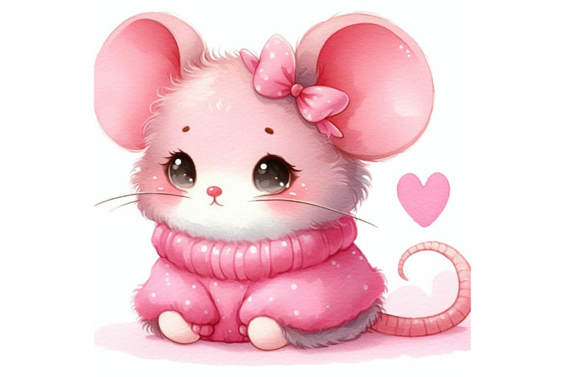 bundle-of-cartoon-pink-little-mouse