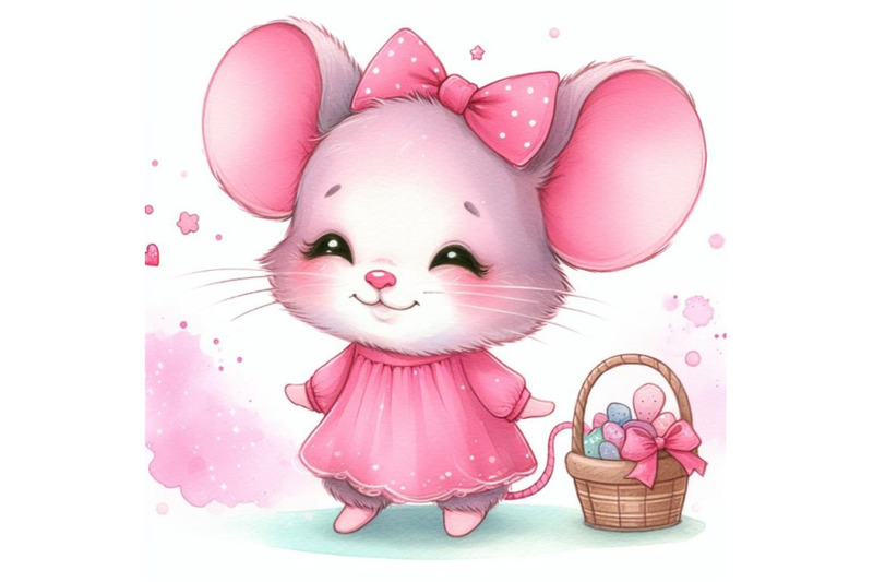 bundle-of-cartoon-pink-little-mouse