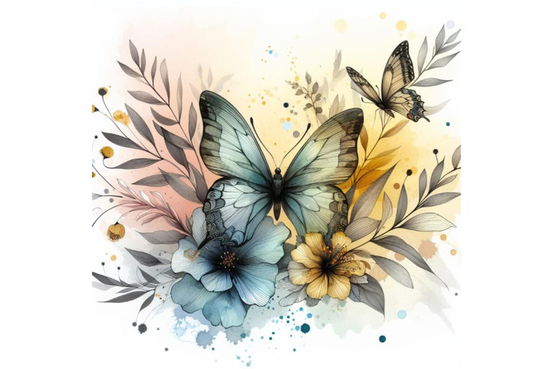 a-bundle-of-a-butterfly-line-art-and-pastel