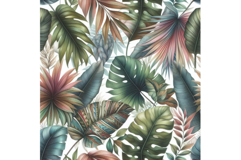 bundle-of-tropical-leaves-hand-drawn-seamless-pattern