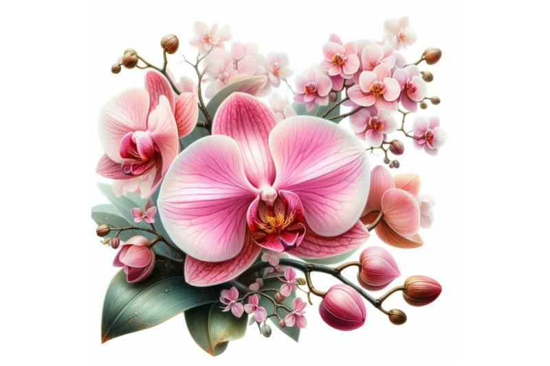 bundle-of-pink-orchid-pink-flowers-orchid-on-a-white-background