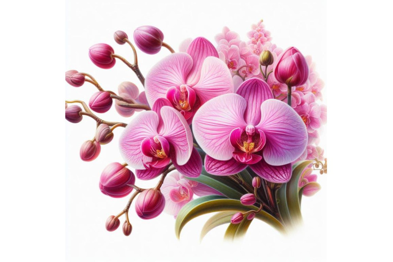 bundle-of-pink-orchid-pink-flowers-orchid-on-a-white-background