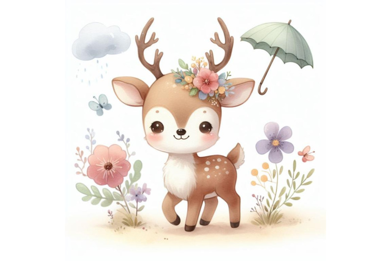 bundle-of-cute-deer-cartoon