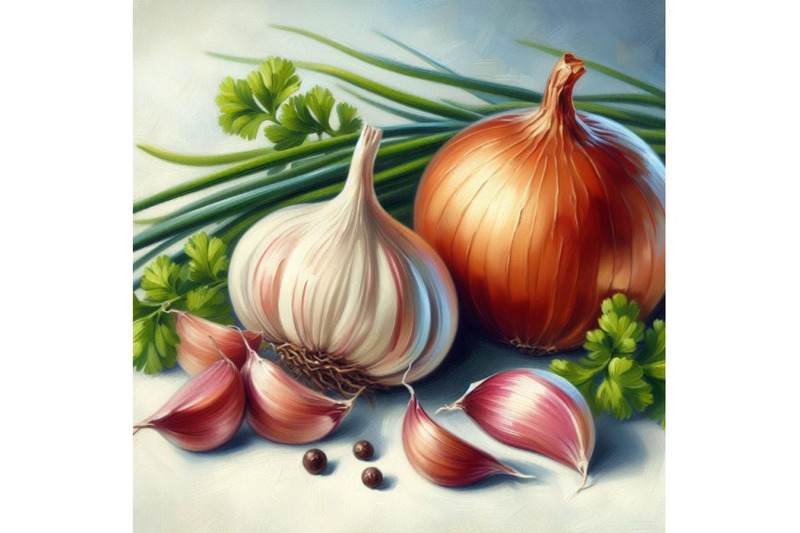 bundle-of-onion-and-garlic-illustration-on-white-background