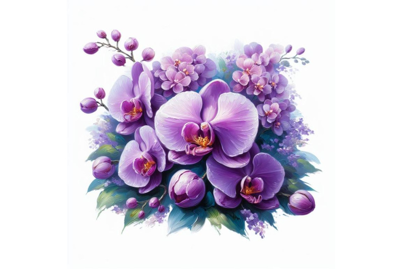 bundle-of-purple-orchid-isolated-on-white-background