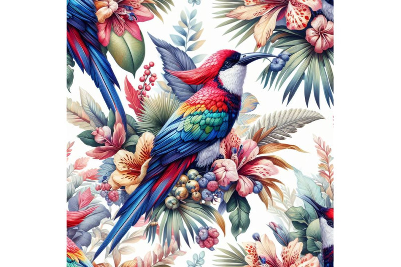 bundle-of-beautiful-vector-pattern-with-nice-watercolor-rosella-bird-p