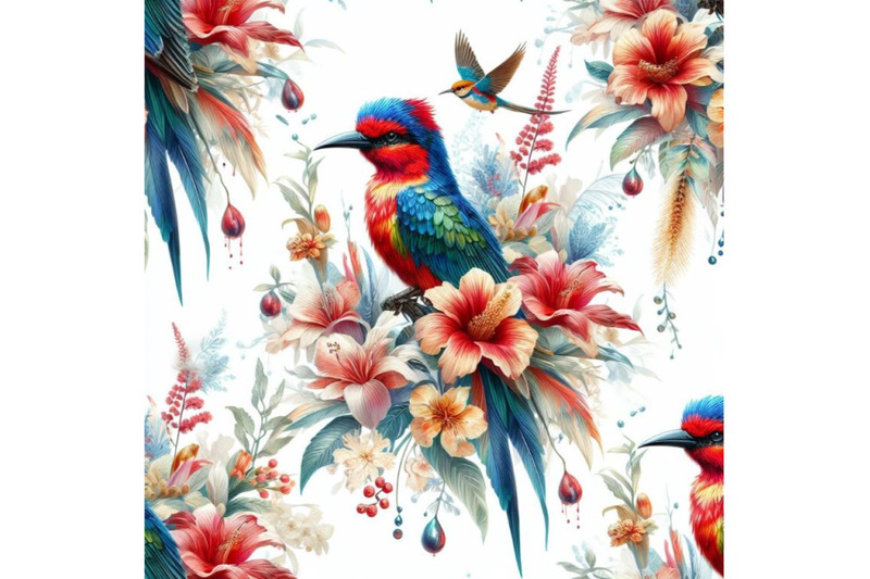 bundle-of-beautiful-vector-pattern-with-nice-watercolor-rosella-bird-p