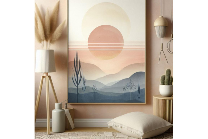 bundle-of-mid-century-sunset-print-boho-minimalist-printable-wall-art