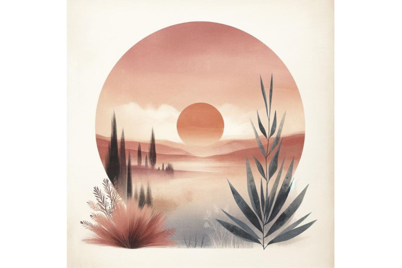 bundle-of-mid-century-sunset-print-boho-minimalist-printable-wall-art