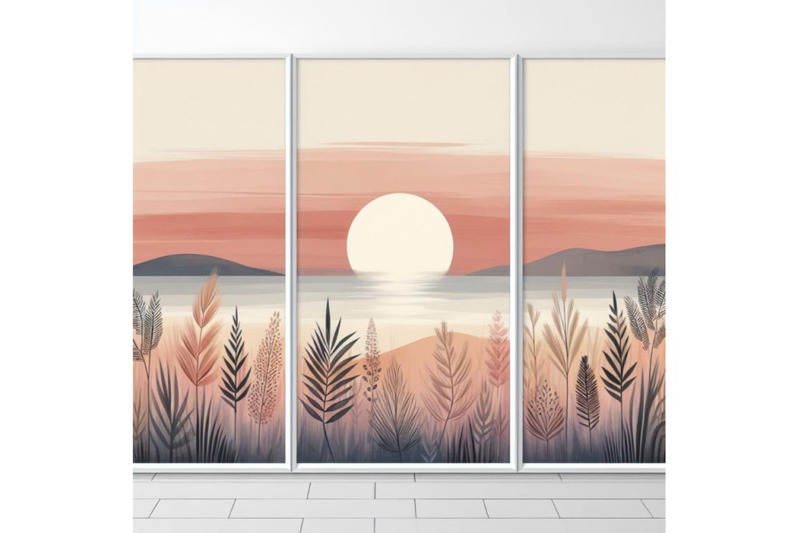 bundle-of-mid-century-sunset-print-boho-minimalist-printable-wall-art